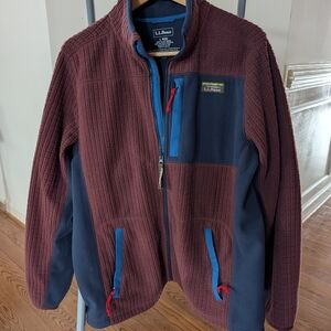 L.L. Bean Burgundy and Blue Fleece Jacket
